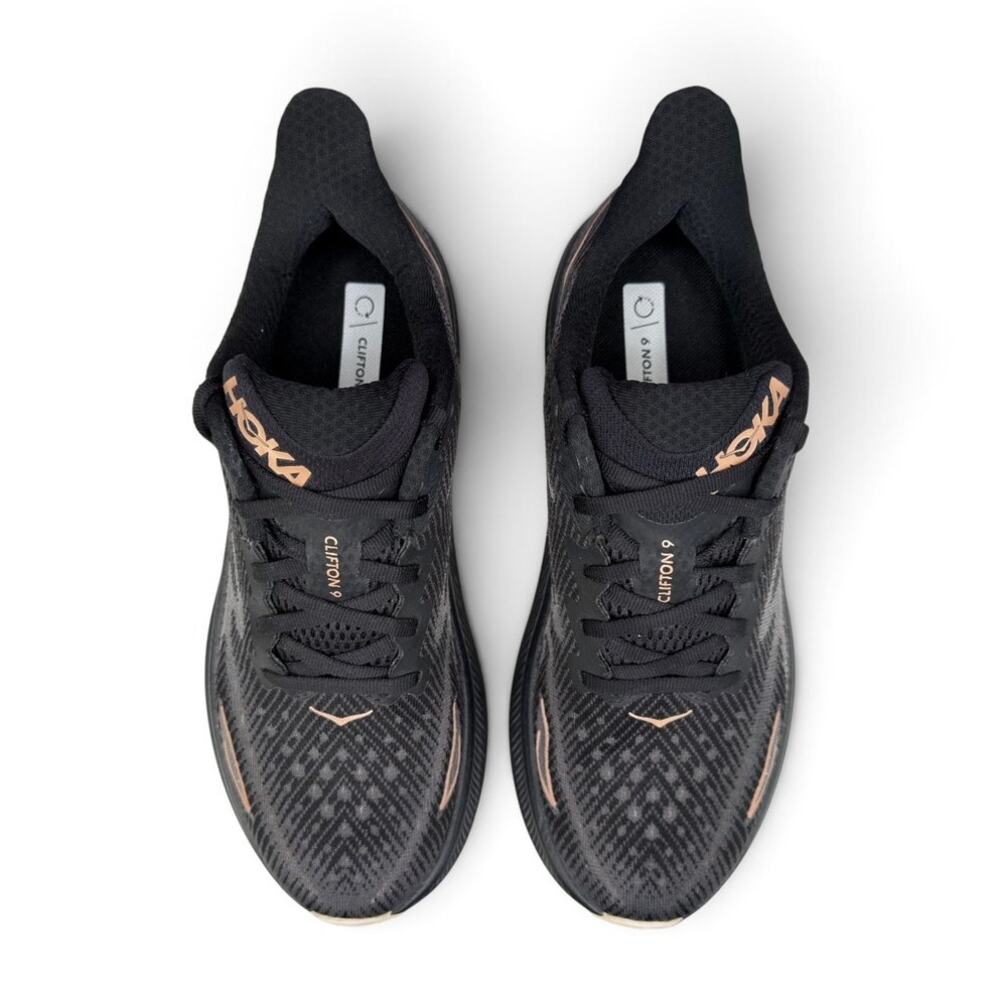 Hoka One One Clifton 9 Women's Size 8 B Black Rose Gold Running Shoes Sneakers - Picture 4 of 16